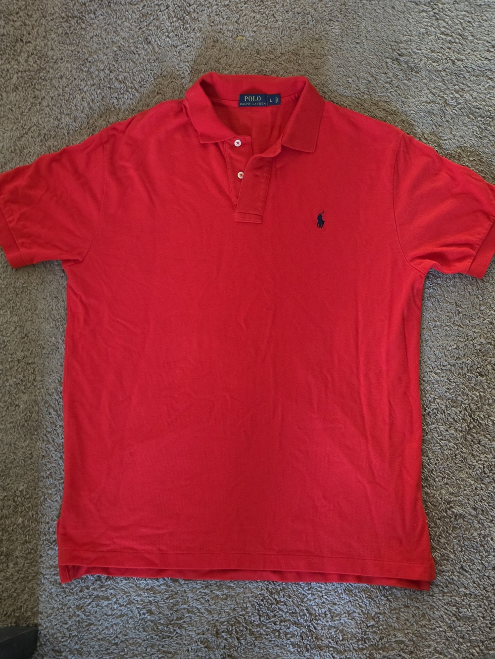Polo by Ralph Lauren Men's Bright Red Polo with Navy Pony